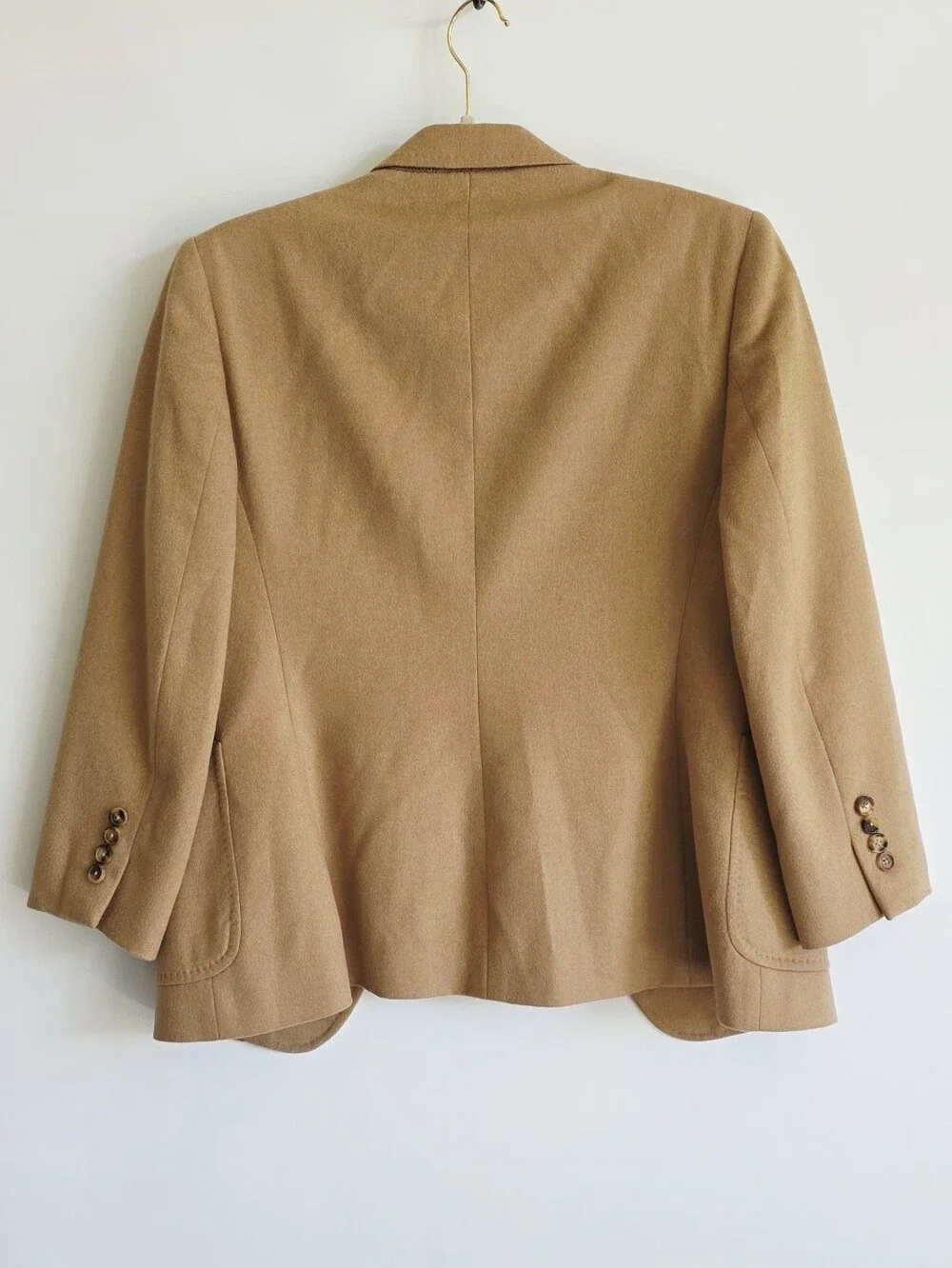 Brooks Brothers 100% Camel Hair Two Button Closure Women's Blazer Size Petite 8